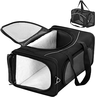Petsfit Foldable Pet Travel Carrier, Airline Approved Dog Carrier, Black Pet Carrier, Two-Way Placement on Plane, 47cm x 2...