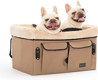 Petsfit Asiento de coche para perros medianos o 2 perros pequeños, asiento elevador mejorado para asientos delanteros y tr...