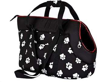 Hobbydog Bolsa de Transporte para Perros y Gatos, tamaño 1, Negro con Estampado de Patas